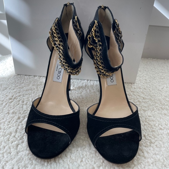Jimmy Choo Suede and chain detail pumps, Size 41, Black - Picture 1 of 6